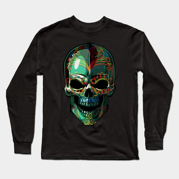 Dia de los Muertos skull Long Sleeve T-Shirt by Digster